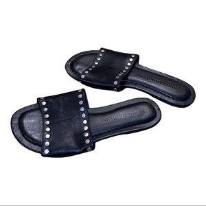 Bernardo Maggie Leather Studded Slides New